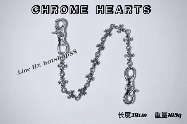 Chrome Hearts專櫃純手工做舊純銀飾品 克羅心925純銀雙狗扣十字花褲包鏈 gj1145